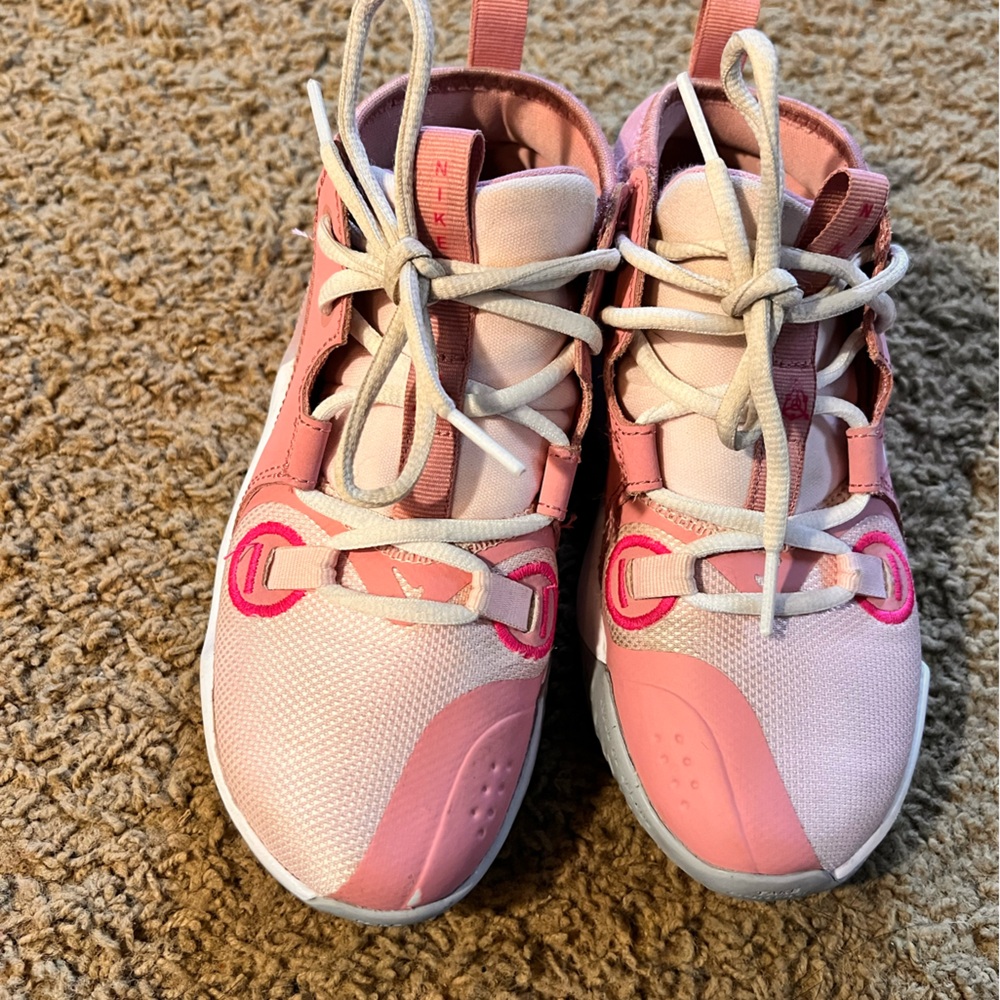 Nike Kids Pink and White Basketball Shoes